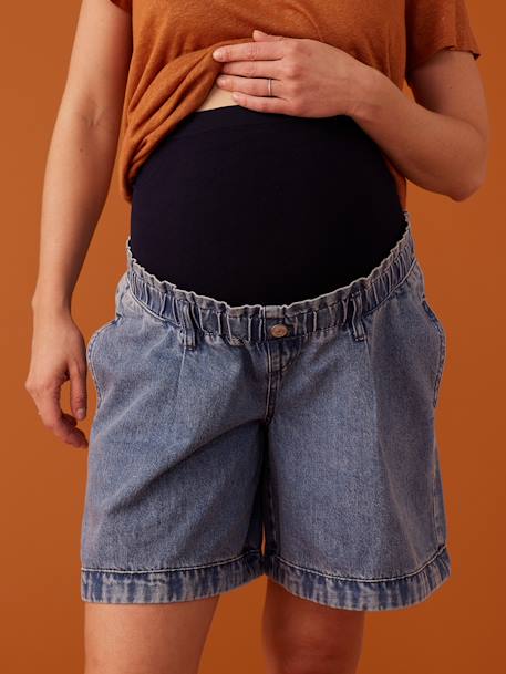Short grossesse en jean effet paperbag ENVIE DE FRAISE denim bleached+stone - vertbaudet enfant 