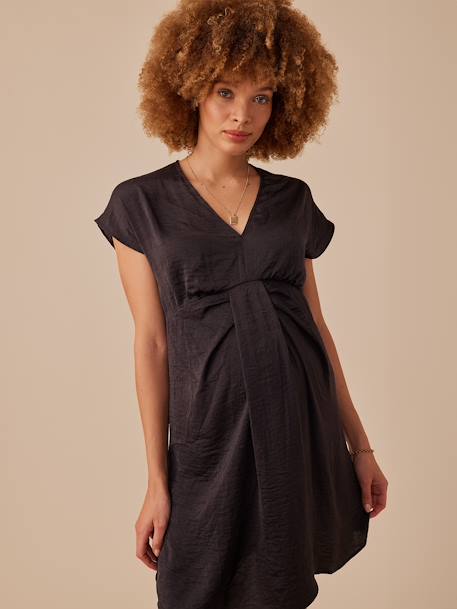 Robe grossesse satinée effet noué anthracite - vertbaudet enfant 