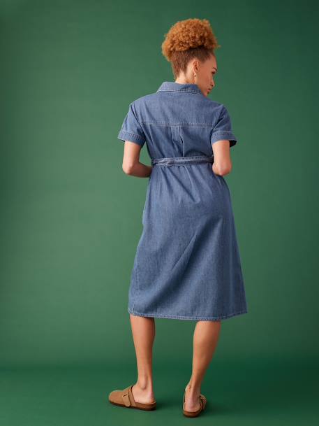 Safari-Style Dress in Denim for Maternity, by ENVIE DE FRAISE stone - vertbaudet enfant 