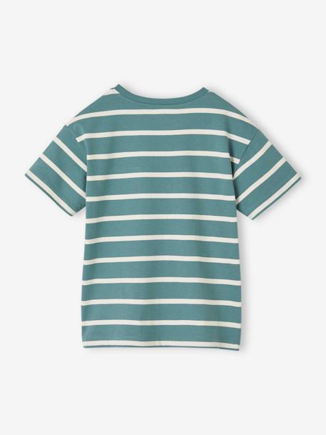 Striped T-Shirt for Boys aqua green+ochre - vertbaudet enfant 