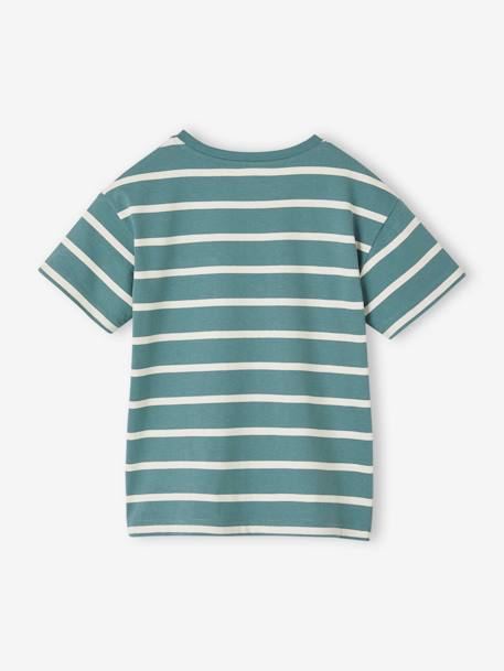 Tee-shirt garçon rayé personnalisable vert d'eau - vertbaudet enfant 