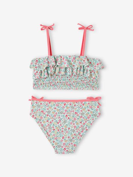 Bikini with Floral Print for Girls aqua green - vertbaudet enfant 