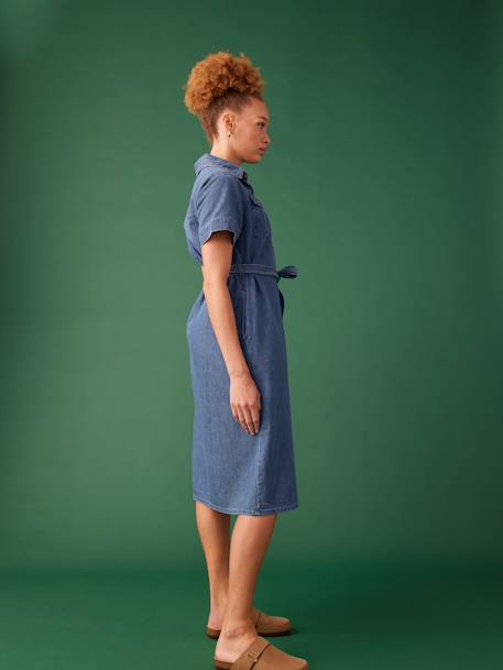 Safari-Style Dress in Denim for Maternity, by ENVIE DE FRAISE stone - vertbaudet enfant 