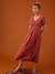 Robe longue grossesse effet cache-coeur en gaze de coton argile+beige+marine+terracotta - vertbaudet enfant 