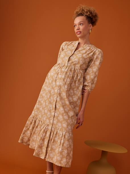 Long Buttoned Bohemian Style Dress, by ENVIE DE FRAISE yellow - vertbaudet enfant 