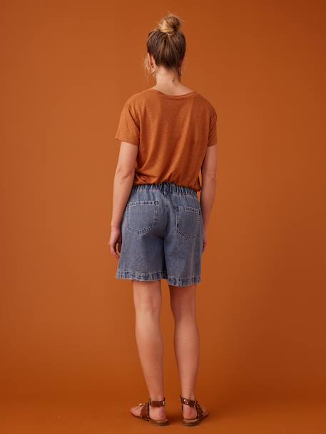 Paperbag-Effect Denim Jeans for Maternity, ENVIE DE FRAISE bleached denim+stone - vertbaudet enfant 