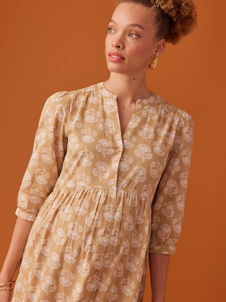 Long Buttoned Bohemian Style Dress, by ENVIE DE FRAISE yellow - vertbaudet enfant 