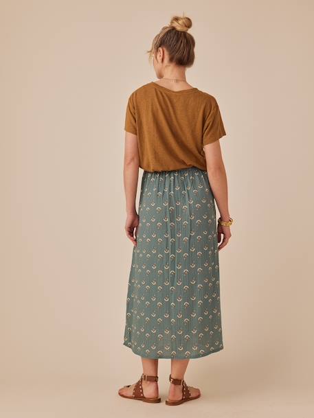 Long Skirt in Cotton Gauze for Maternity, ENVIE DE FRAISE beige+green - vertbaudet enfant 