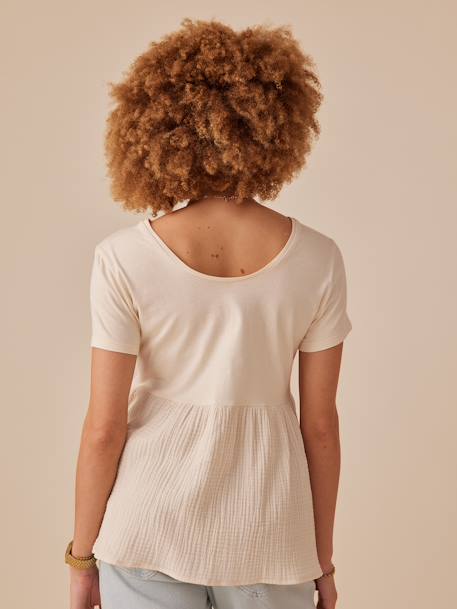 Dual Fabric T-Shirt for Maternity by ENVIE DE FRAISE sandy beige - vertbaudet enfant 