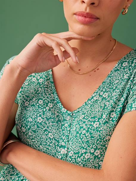 Long, Fluid, Button-Down Dress for Maternity, by ENVIE DE FRAISE green - vertbaudet enfant 