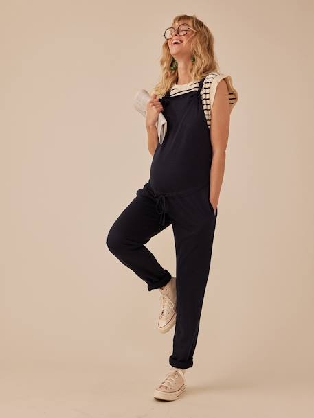 Dungarees in Lightweight Fleece for Maternity, by ENVIE DE FRAISE khaki+navy blue - vertbaudet enfant 