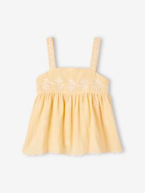 -Embroidered Cotton Gauze Blouse for Girls