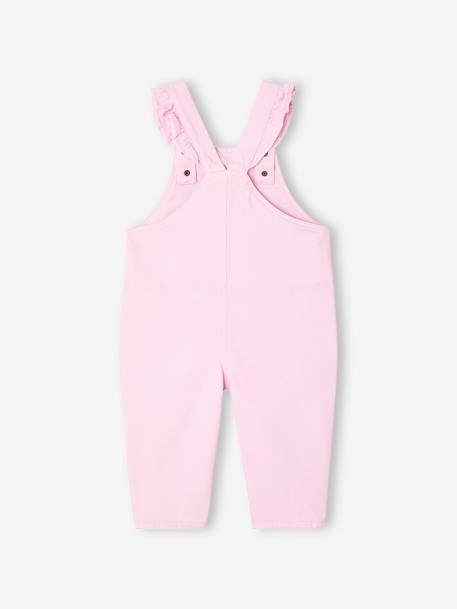 Twill Dungarees with Ruffles, for Babies lilac - vertbaudet enfant 