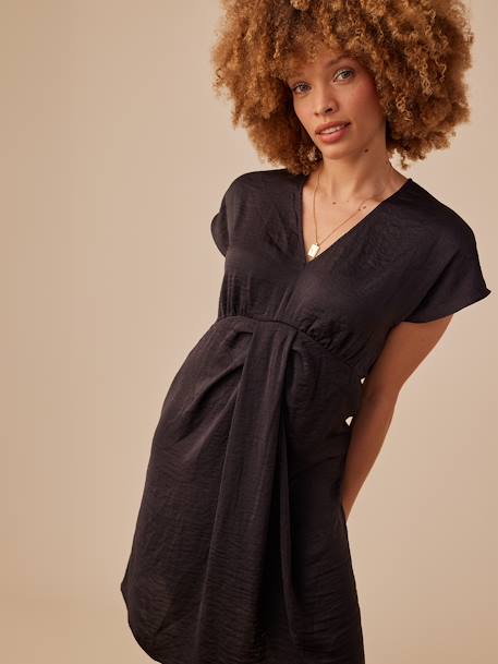 Robe grossesse satinée effet noué anthracite - vertbaudet enfant 