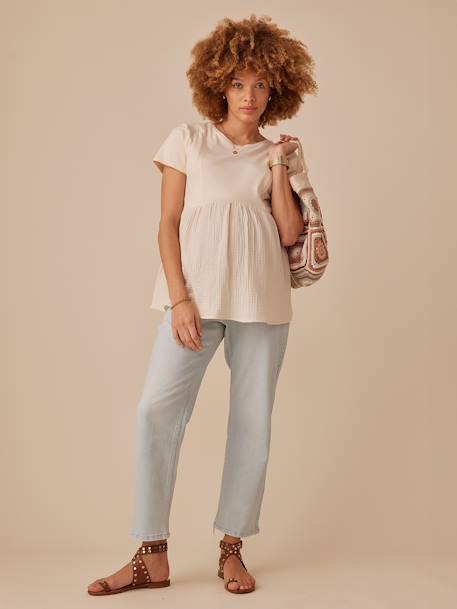 Dual Fabric T-Shirt for Maternity by ENVIE DE FRAISE sandy beige - vertbaudet enfant 