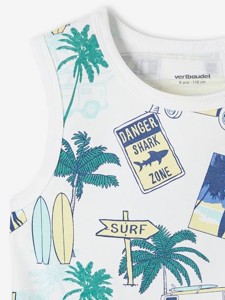 Tank Top with Surfing Motifs for Boys printed white - vertbaudet enfant 