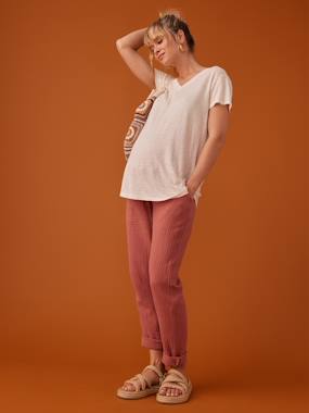 Maternity-Trousers-Paperbag-Style Trousers in Cotton Gauze for Maternity, by ENVIE DE FRAISE