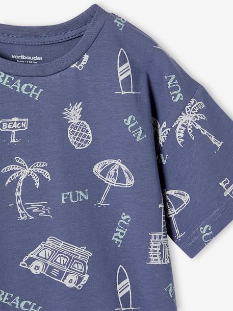 Tee-shirt motifs graphiques vacances garçon blanc imprimé+bleu ardoise+vert imprimé - vertbaudet enfant 
