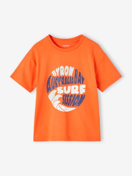 T-Shirt with Holiday Motifs for Boys ink blue+tangerine+turquoise - vertbaudet enfant 