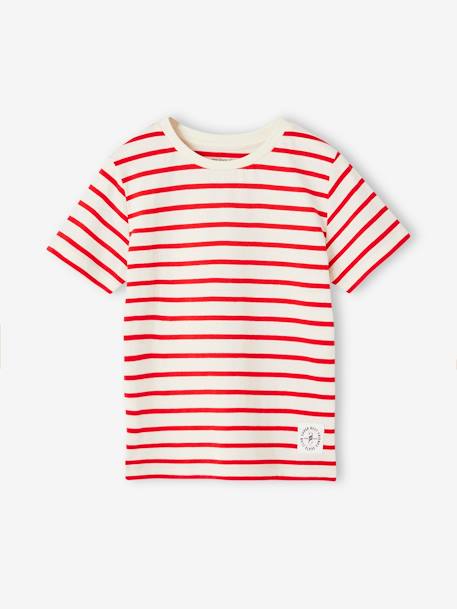 T-shirt garçon rayé manches courtes bleu azur+dark bleu indigo rayé+rayé jaune+rayé rouge+sauge rayé - vertbaudet enfant 