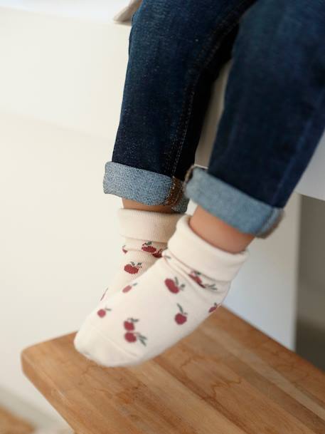 Pack of 3 Pairs of 'Cherries' Socks for Baby Girls old rose - vertbaudet enfant 