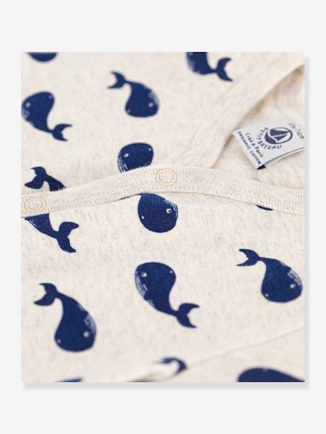 Whales Navy Playsuit in Cotton, for Babies, by Petit Bateau marl beige - vertbaudet enfant 
