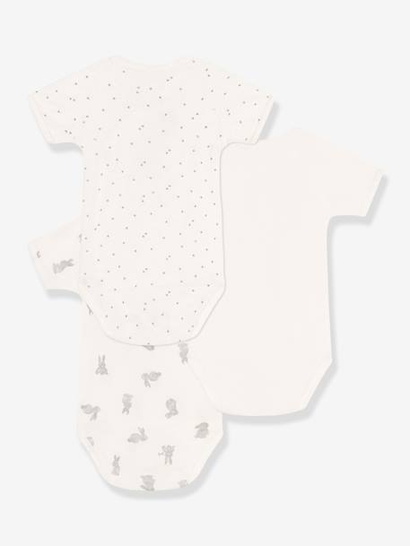 Pack of 3 Short Sleeve Crossover Bodysuits for Babies, Rabbits by Petit Bateau white - vertbaudet enfant 