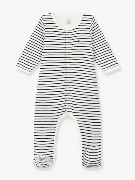 Striped Cotton Bodyjamas for Babies, by Petit Bateau navy blue - vertbaudet enfant 