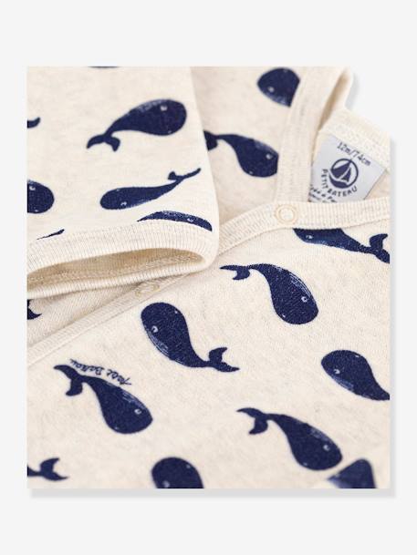 Navy Whales Sleepsuit in Velour, for Babies by Petit Bateau marl beige - vertbaudet enfant 
