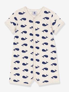 Baby-Whales Navy Playsuit in Cotton, for Babies, by Petit Bateau
