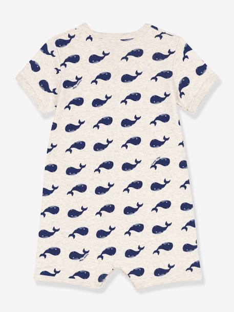 Whales Navy Playsuit in Cotton, for Babies, by Petit Bateau marl beige - vertbaudet enfant 