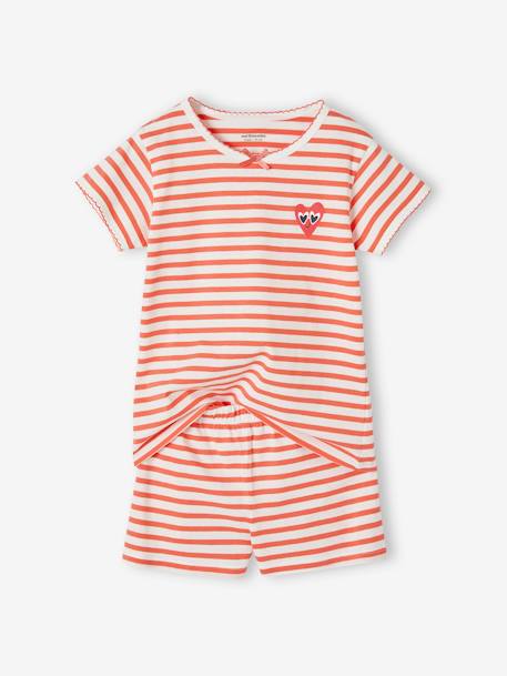 Pack of 2 Striped Short Pyjamas for Girls navy blue - vertbaudet enfant 