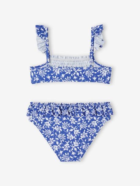 Maillot bain 2 pièces fleuri fille collection Team famille bleu imprimé - vertbaudet enfant 