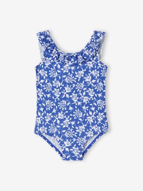 Floral Swimsuit for Baby, Team Famille Collection printed blue - vertbaudet enfant 