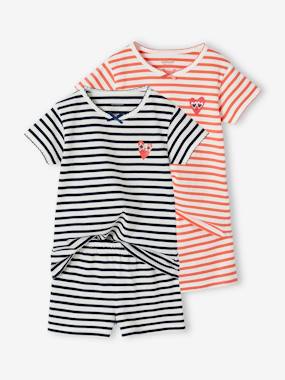 Pack of 2 Striped Short Pyjamas for Girls  - vertbaudet enfant