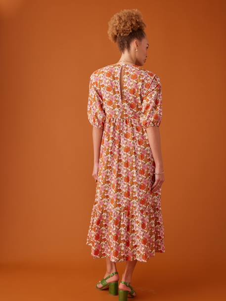 Long Bohemian Style Dress, by ENVIE DE FRAISE ecru+green - vertbaudet enfant 