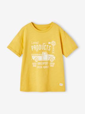 T-Shirt with Vintage Motif & Short Roll-Up Sleeve for Boys  - vertbaudet enfant