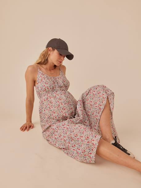 Robe grossesse à bretelles motifs fleurs écru - vertbaudet enfant 