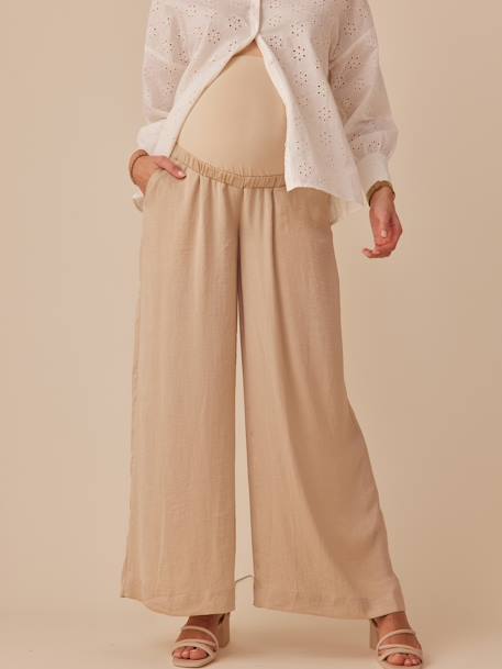 Palazzo-Style Fluid Trousers for Maternity, by ENVIE DE FRAISE black+sandy beige - vertbaudet enfant 
