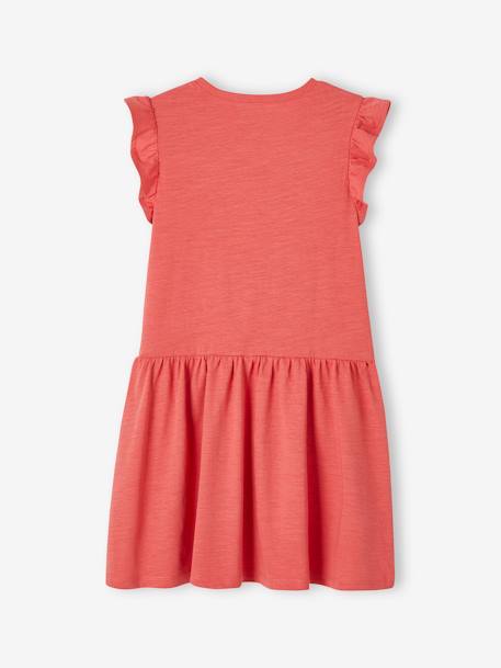 Dress with Ruffle on the Sleeves, for Girls aqua green+red - vertbaudet enfant 