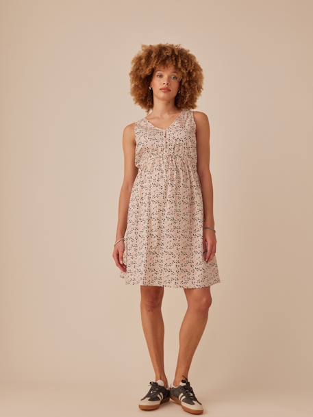 Dress with Iridescent Flowers Motifs for Maternity, by ENVIE DE FRAISE sandy beige - vertbaudet enfant 