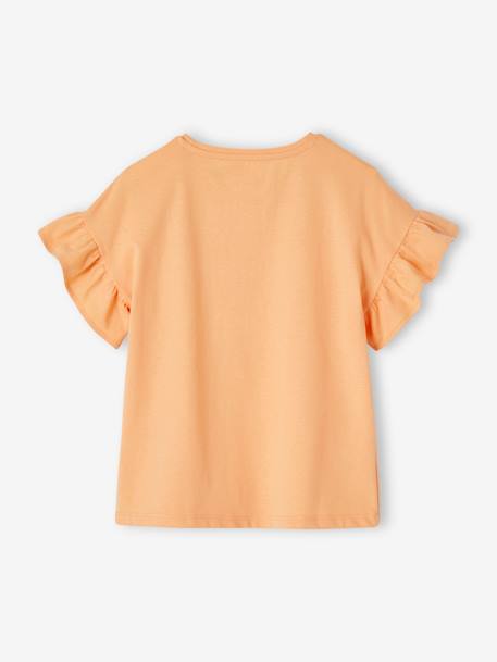 T-Shirt with Sequinned Motif for Girls ecru+strawberry+tangerine - vertbaudet enfant 