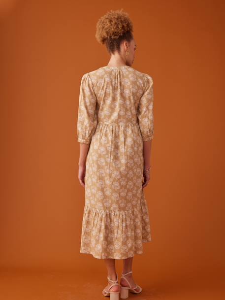 Long Buttoned Bohemian Style Dress, by ENVIE DE FRAISE yellow - vertbaudet enfant 