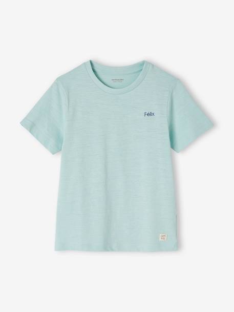 T-shirt garçon personnalisable manches courtes aubergine+blanc+BLEU+rouge+sauge+turquoise - vertbaudet enfant 