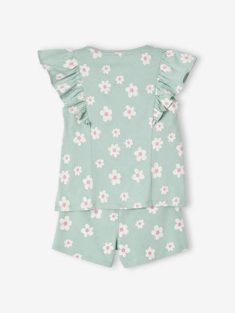 T-Shirt + Shorts Combo for Girls aqua green+pale pink+rose - vertbaudet enfant 