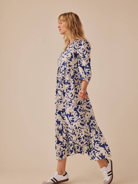 Long Bohemian-Style Dress with Buttons, for Maternity, by ENVIE DE FRAISE pomegranate+royal blue - vertbaudet enfant 