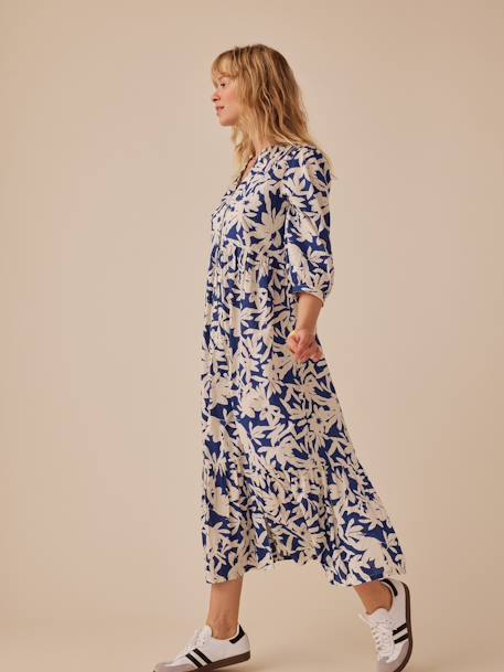 Robe longue grossesse esprit bohème boutonnée bleu roi+grenadine+noir - vertbaudet enfant 