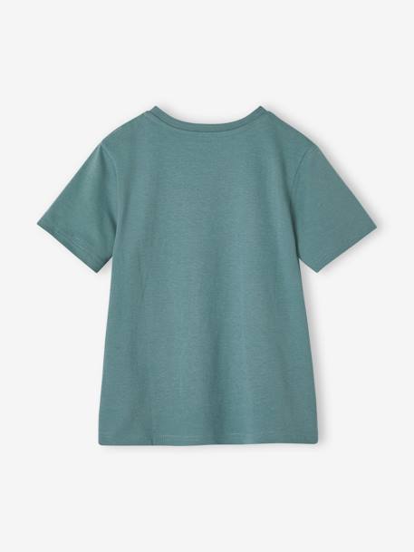 Basics T-Shirt with Reversible Sequins for Boys aqua green+white - vertbaudet enfant 