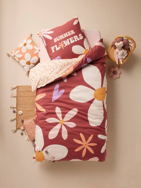 Parure housse de couette + taie d'oreiller enfant IBIZA, avec coton recyclé multicolore - vertbaudet enfant 