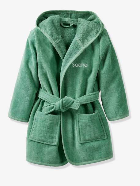 Peignoir de bain enfant uni avec coton recyclé, personnalisable bois de rose+marine+menthe - vertbaudet enfant 